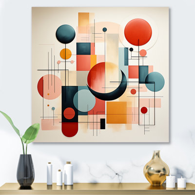 «Midcentury Square and Shapes Harmony I», art mural abstrait en métal