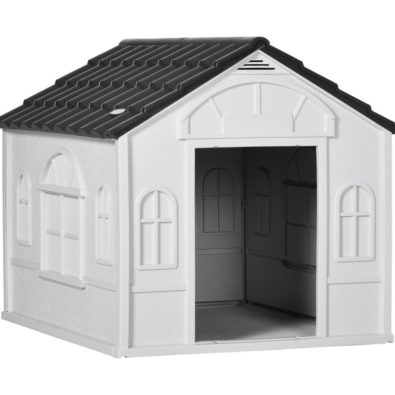 Niche pour chien de taille moyenne - gris, imperméable, avec fenêtre de ventilation et petite eau, ventilée, facile à assembler