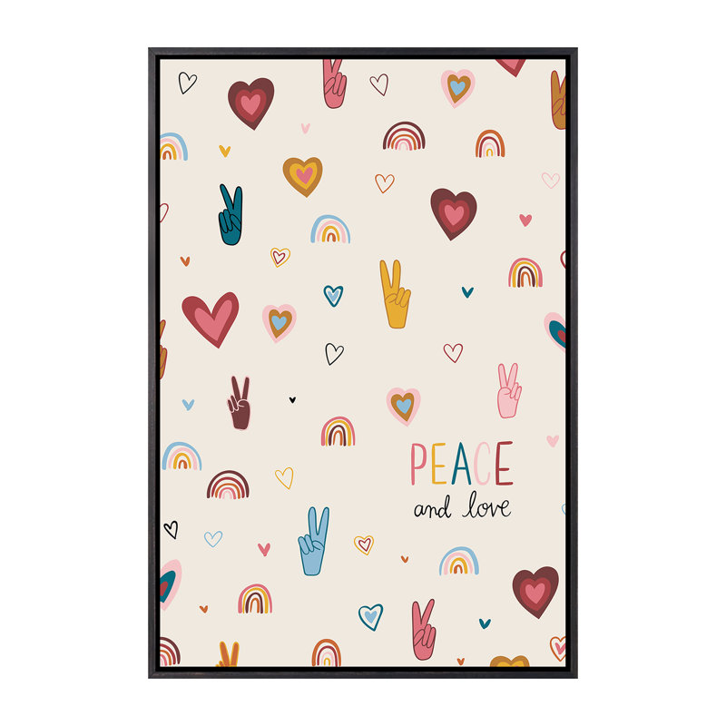 Art vi vibes, H 26 po x l 18 po x P 1,5 po, Toile avec cadre noir patiné