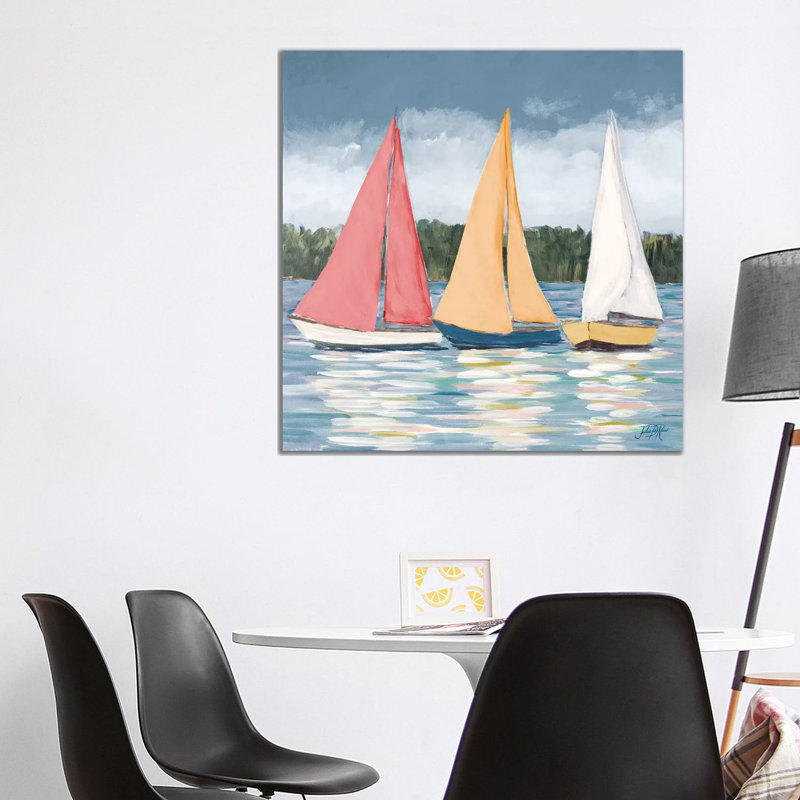 Soft Pastel Sails by Julie Derice - Wrapped Canvas Painting, 93.98 cm H x 93.98 cm W
