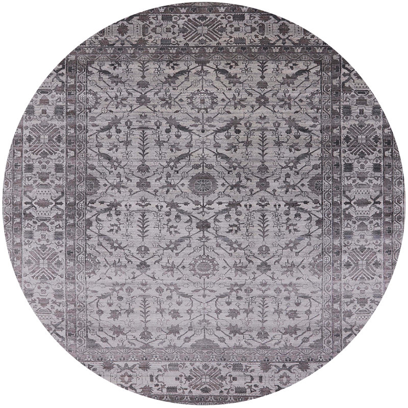 Tapis 100% Mid-Century moderne lavable à la machine 2092, Rond 7 pi