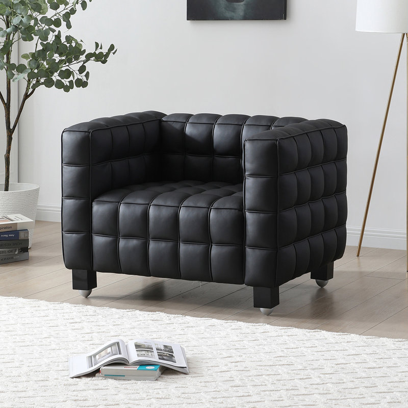 Fauteuil luxueux en cuir Vegan Latitude Run®, Cuir noir