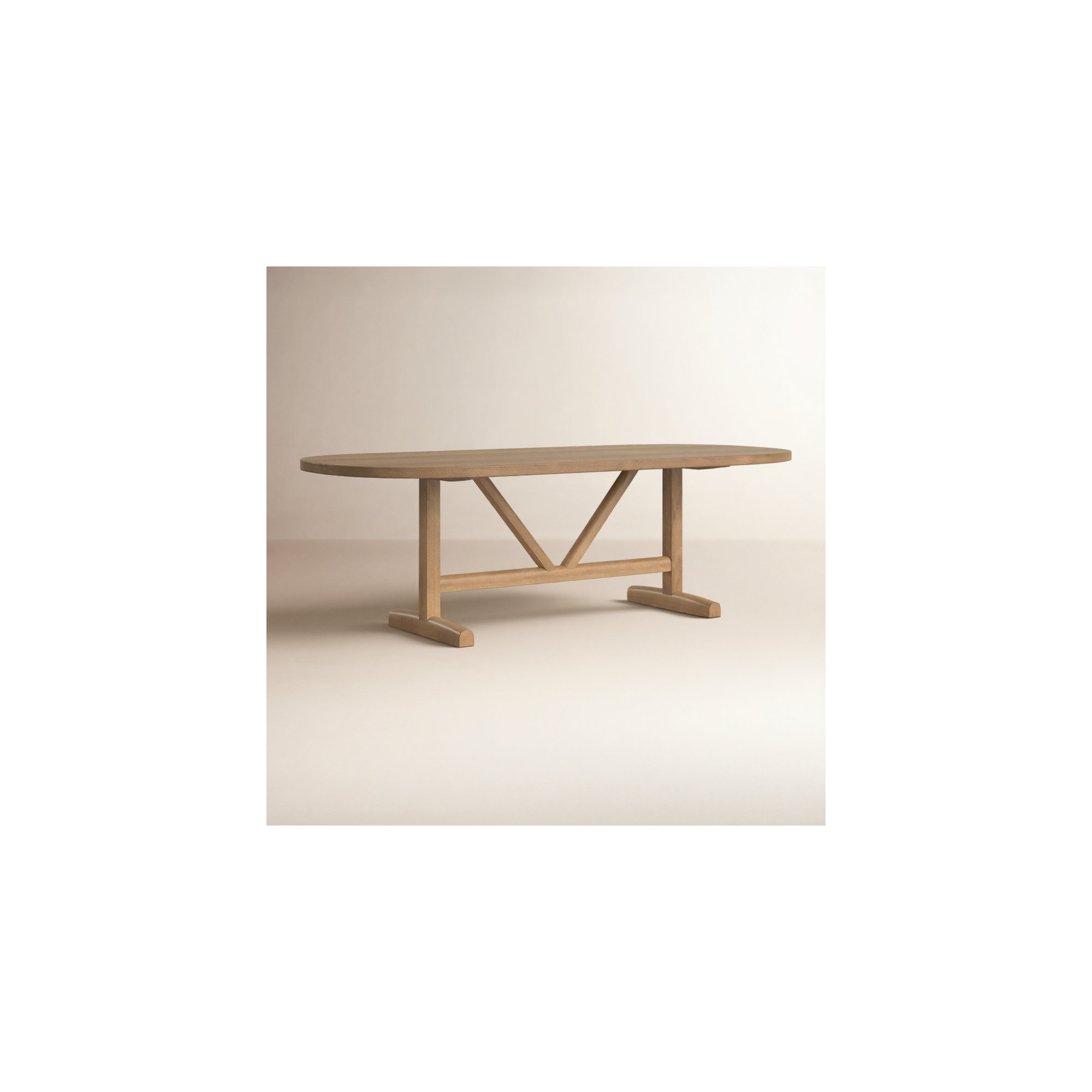Rune 94'' Oval Dining Table, Light Brown, 42" W x 94" L