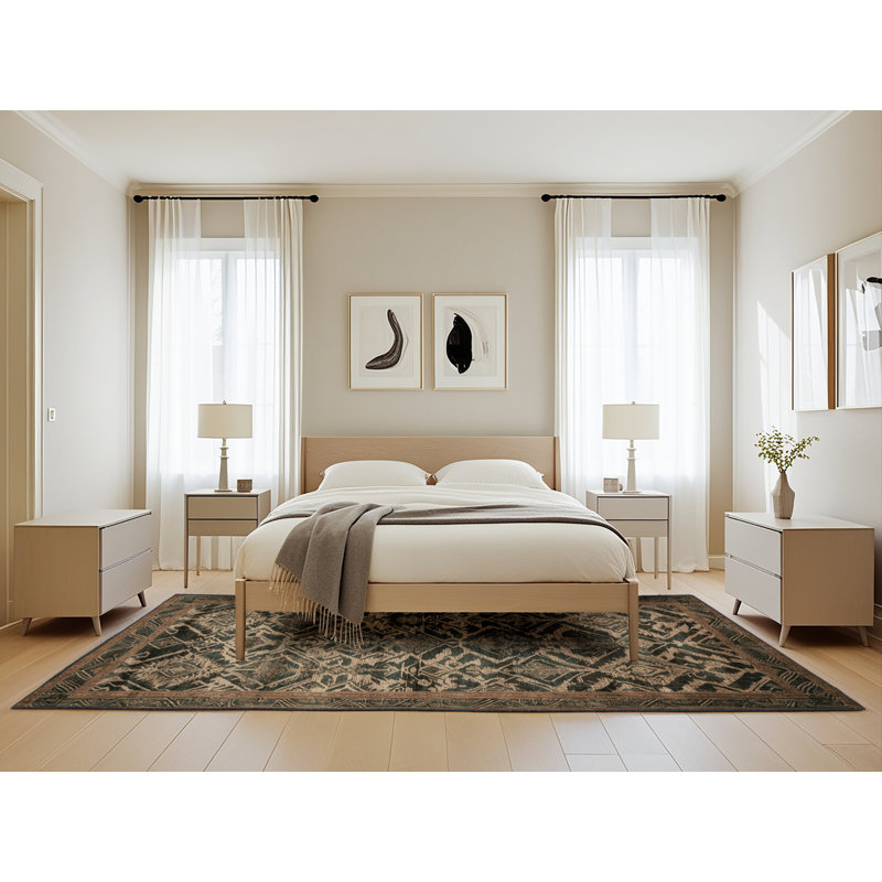 Machine Washable Art Deco Brown Area Rug, Rectangle 5' x 8'