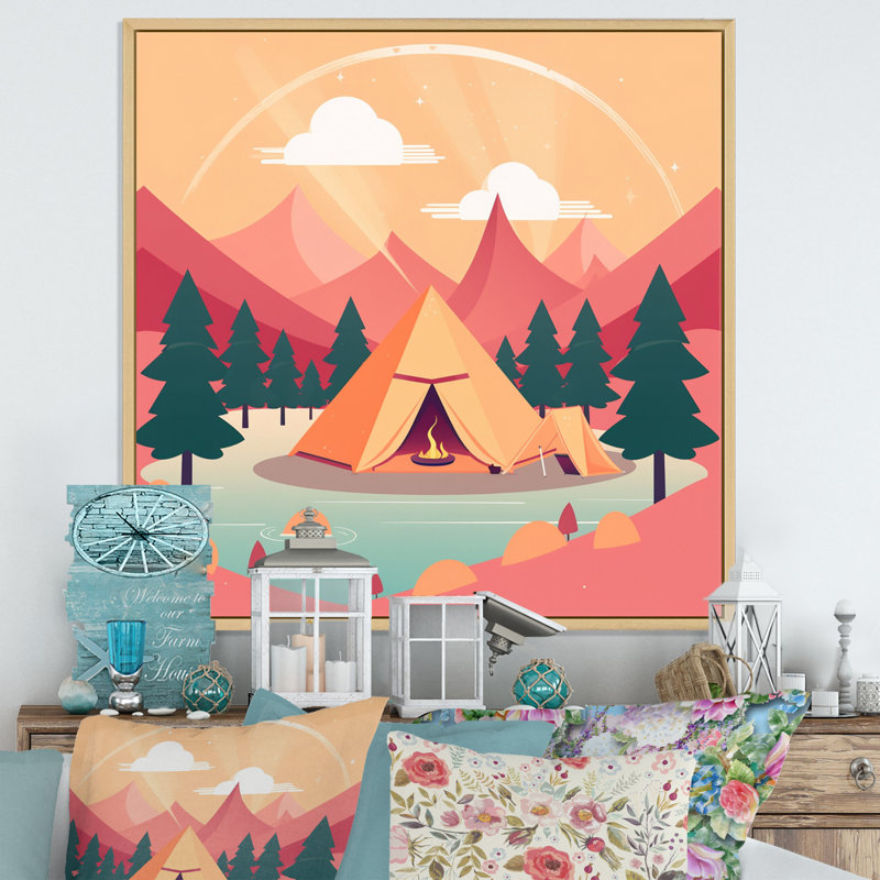 Nature's Camp sur toile, H 24 po x l 24 po, Gold Picture Framed