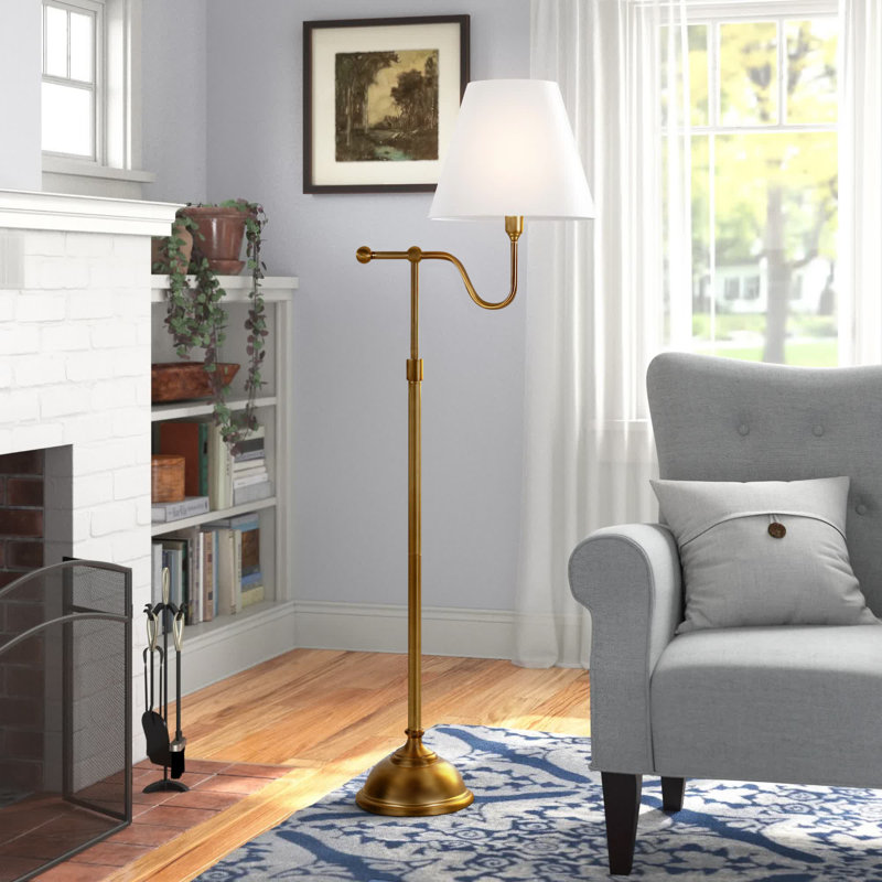 Wellesley 63'' Swing Arm Floor Lamp, Brass