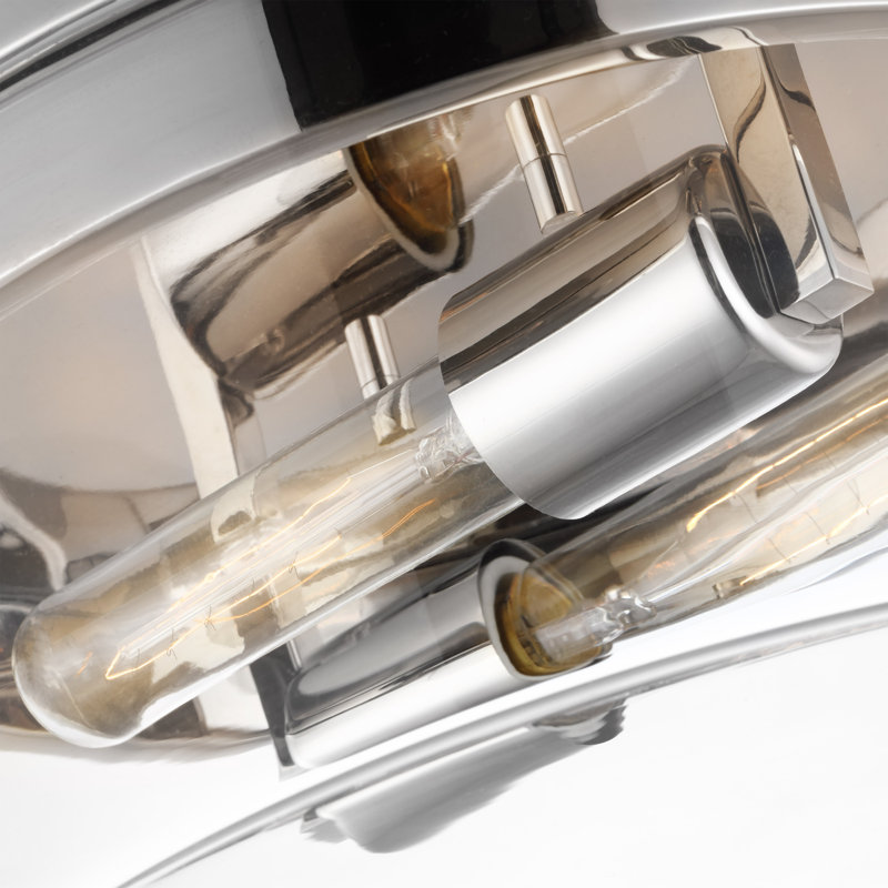 Barahona Flush Mount, Polished Nickel, 6" H x 11" W x 11" D