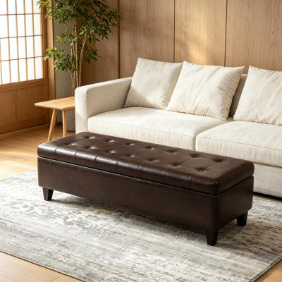 Bancs de rangement, banc contemporain en cuir PU de 51 pouces pour la maison