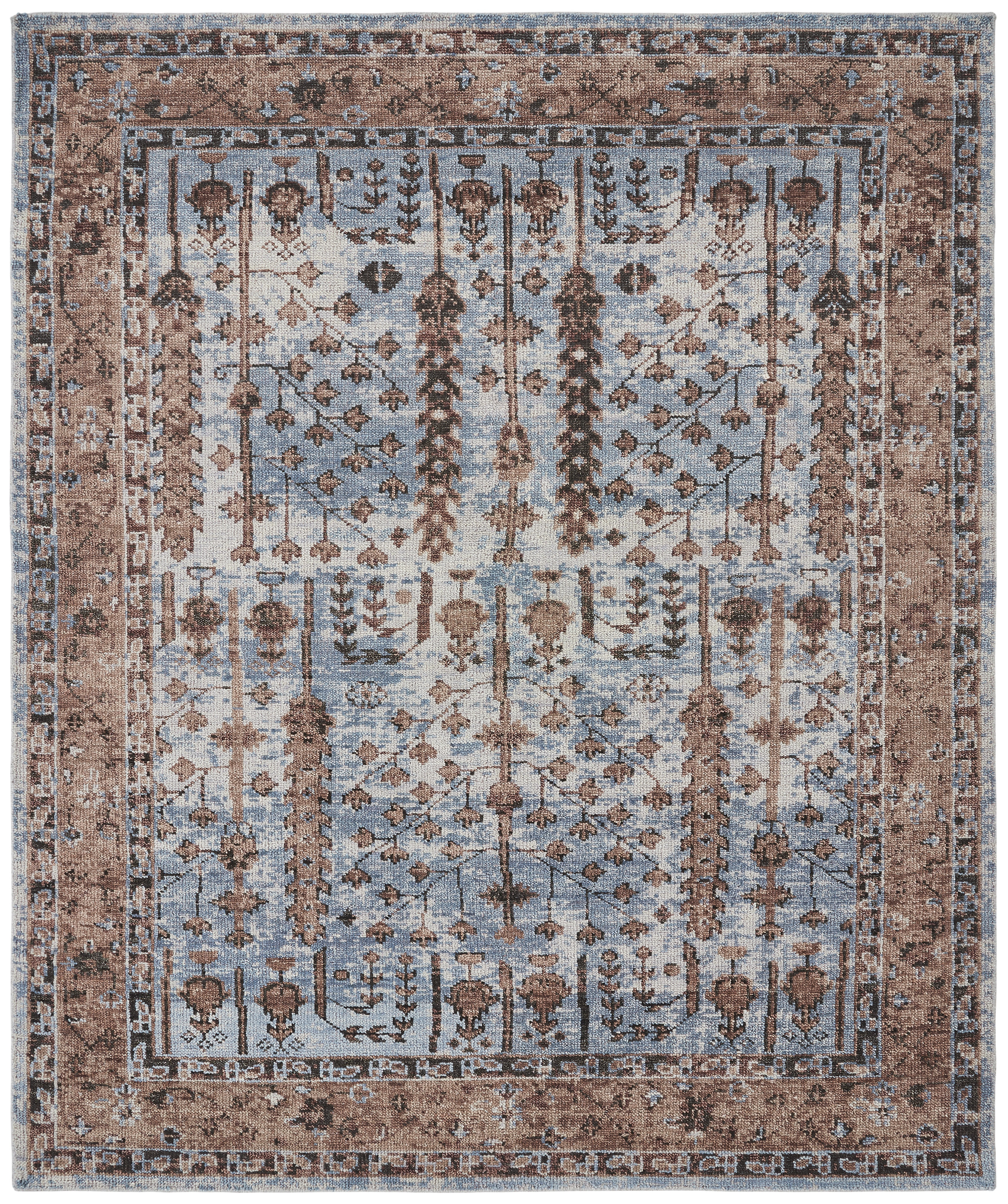 Rose Blue Rug Madison Couture Rugs Tribal Elegance Blue/Rose Hand-Knotted Wool Area ...
