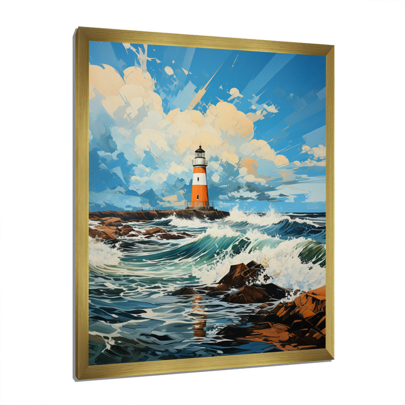 Turan Lighthouses Coastal Solitude II sur impression sur toile, H 32 po x l 16 po x P 1 po, Cadre photo doré
