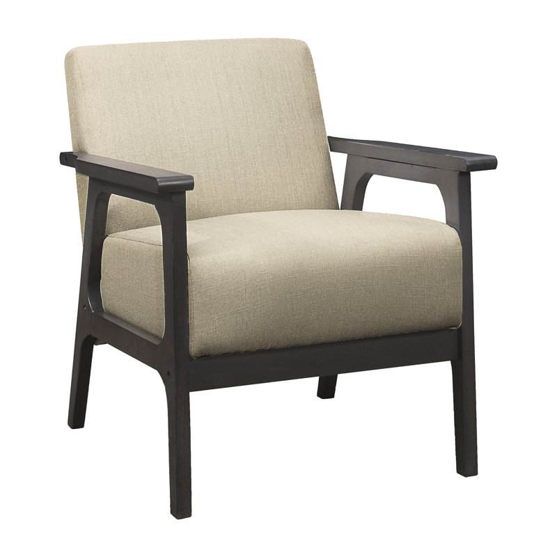 Siège d'appoint de salon, structure en bois d'hévéa massif brun, finition gris antique, chaise H 32 po avec revêtement texturé brun, bois d'hévéa, gris