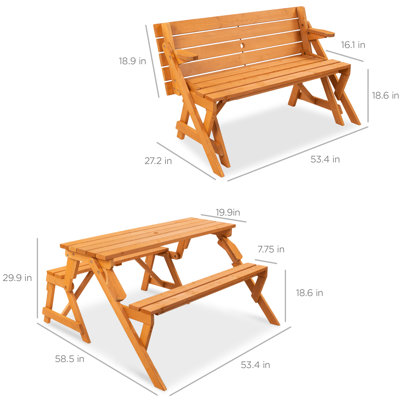 Muneo Rectangular Folding Outdoor Picnic Table With Umbrella Hole , 57'' in. W 54'' in. D