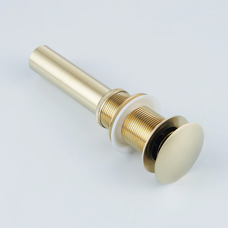Standard Pop-Up Bathroom Sink Drain Without Overflow, Brushed Gold