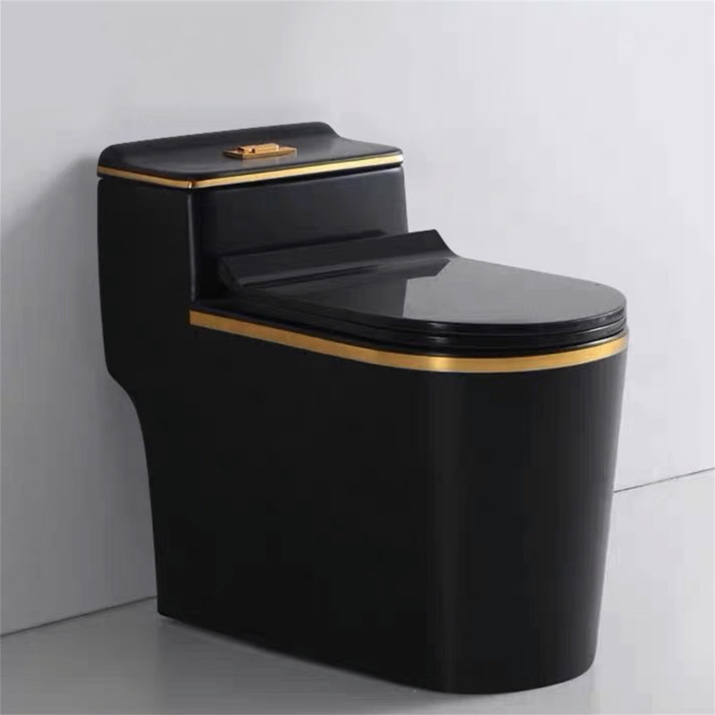 1.45 Gallons Per Minute GPF Elongated Height One-Piece Black Toilet (Seat Included)