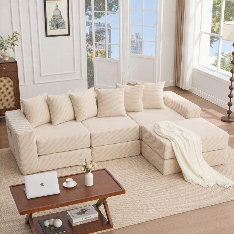 10-in-1 Modular Sectional Sofa with Versatile Configurations and Space-Saving Design for Small Rooms and Apartments, Beige