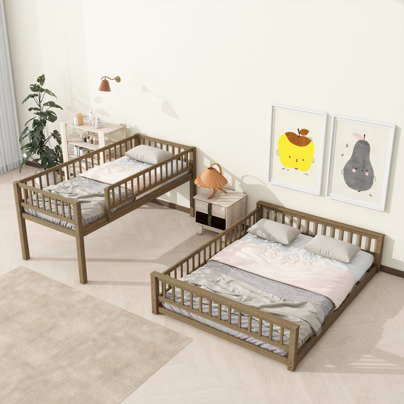 Bunk Bed, Twin Extra Long Over Queen, Walnut