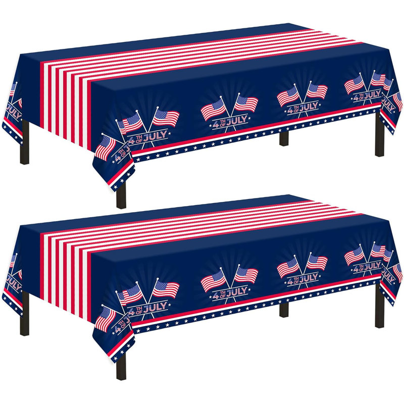 Nappe du 4 juillet, nappes de drapeau américain, paquet de 2 housses de table en plastique jetables du 4 juillet