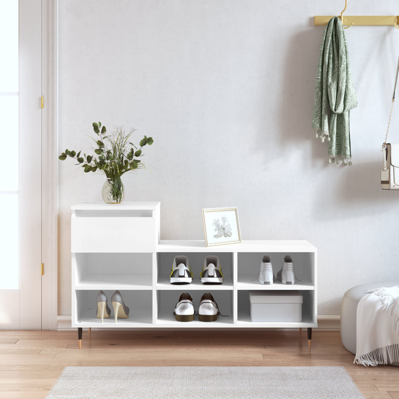 6 Pair Shoe Storage Cabinet, White
