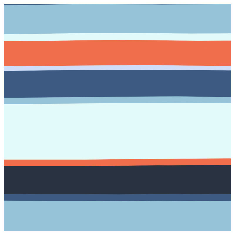 Tapisserie murale rayures bleues et orange, H 50 po x l 60 po avec 4 œillets