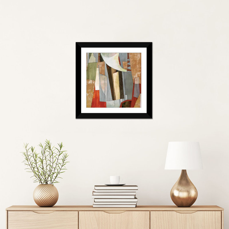 «Landscape Collage», reproduction d'impression sur toile, H 16 po x l 16 po x P 1 po, Papier beaux-arts encadré noir, Blanc