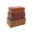 Cantrell Wood Nesting Upholstered Decorative Brown Trunk with Vintage Accents and Studs Set