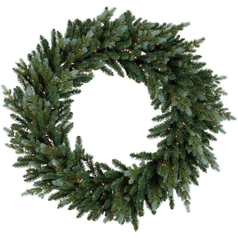 Festive Blue Spruce 49" Pre-Lit Artificial Christmas Wreath with Clear Lights