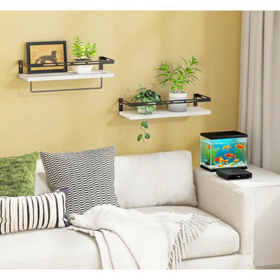 Floating Shelves With Towel Bar, Wall Mounted Bathroom Organizer Over Toilet, Space Saving Storage Shelves For Kitchen, Bedroom, Living Room