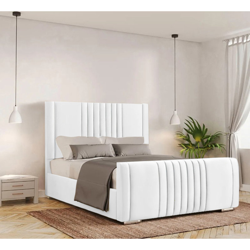 Ganador Upholstered Bed, Double (4'6), White