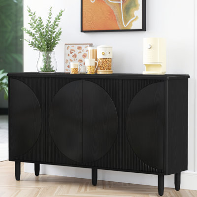 Black/ 2-Tier Shelves & 2 Push-to-Open Doors – Modern Storage Cabinet, applicable to various spaces