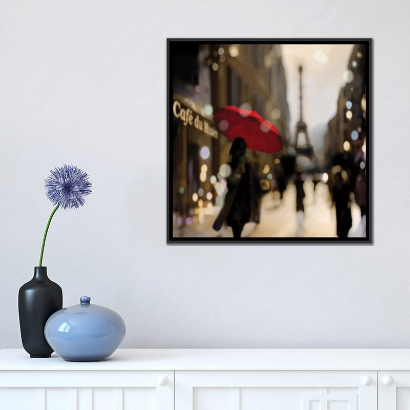 «A Paris Stroll», impression sur toile, H 18 po x l 18 po x P 1,5 po, Toile avec cadre noir