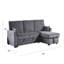Divan-lit modulaire 89 po Ema, méridienne réversible avec rangement, coussins, gris