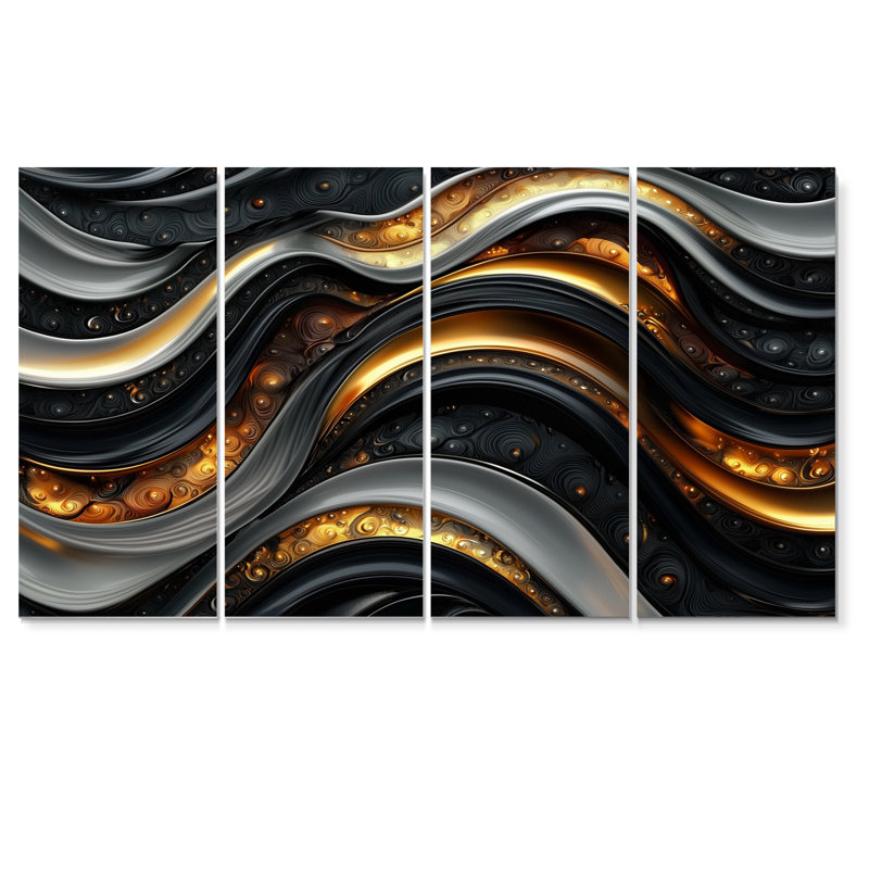 Fractale gris Peano Curve III - art mural fractal - décoration murale moderne, H 28 po x l 48 po, 4