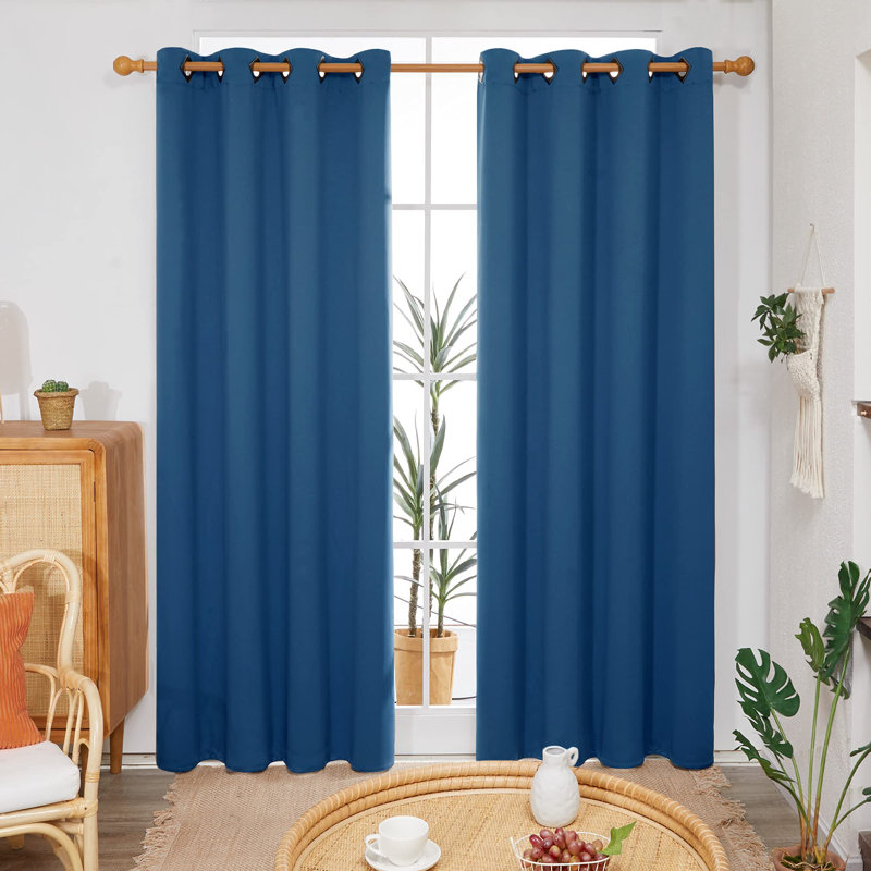 Egremt Room Darkening Curtains / Drapes Pair, 52" W x 84" L, Black