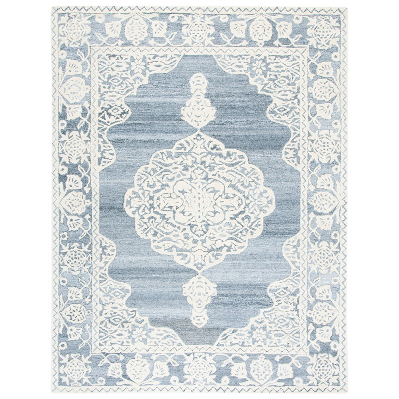 Tapis oriental ivoire en laine / coton touffeté à la main Micro-Loop, Rectangle 8 pi x 10 pi