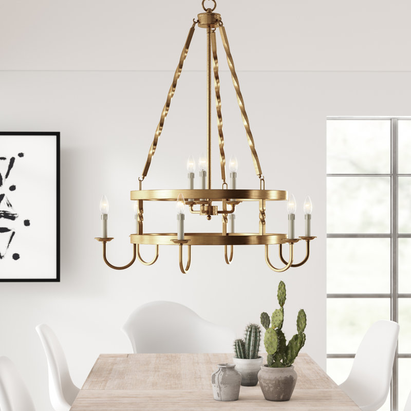Anders 9 - Light Dimmable Wagon Wheel Chandelier