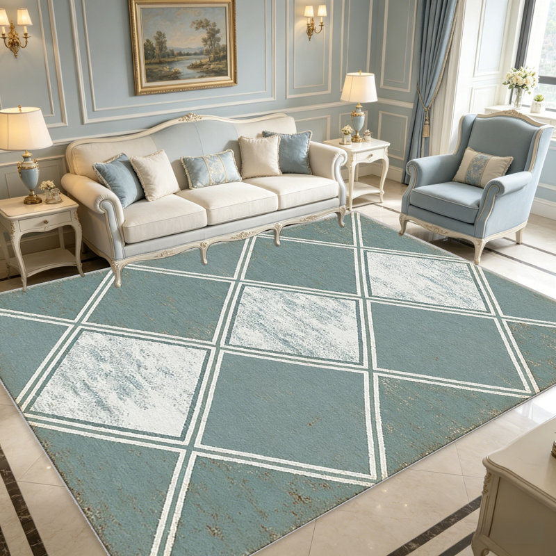 Sage Argyle carpet-easy to clean, machine-washable, soft and comfortable; suitable for door mats, kitchens, living rooms, bedrooms, corridors, and laundry areas. Easy to clean, durable carpet for home decoration.