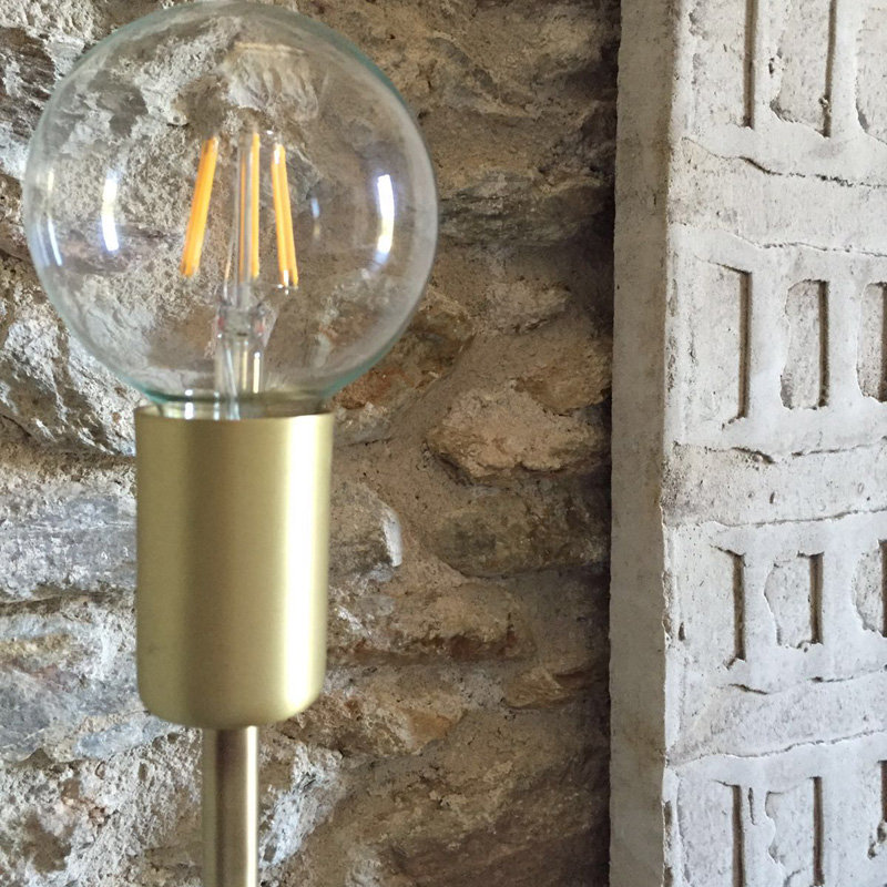 Sphere 59.0551" Floor Lamp, Brass