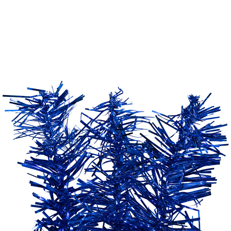 Pre-Lit Artificial Tinsel Christmas Garland - 9' X 8" - Clear Lights, Blue