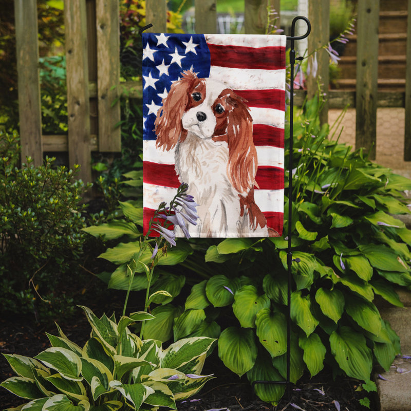 2 côtés en polyester de 2 côtés american drapeau de jardin, Brun cavalier Spaniel