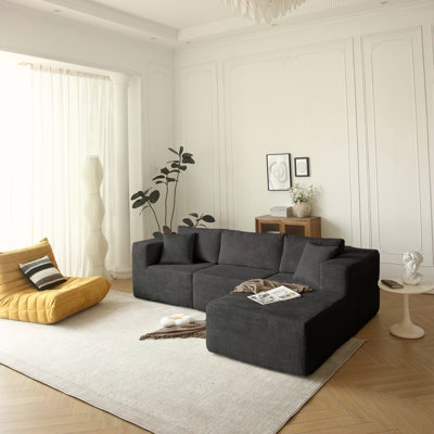 Canapé modulaire et canapé modulaire en L de style Mid-Century à 3 places pour salon gris droite
