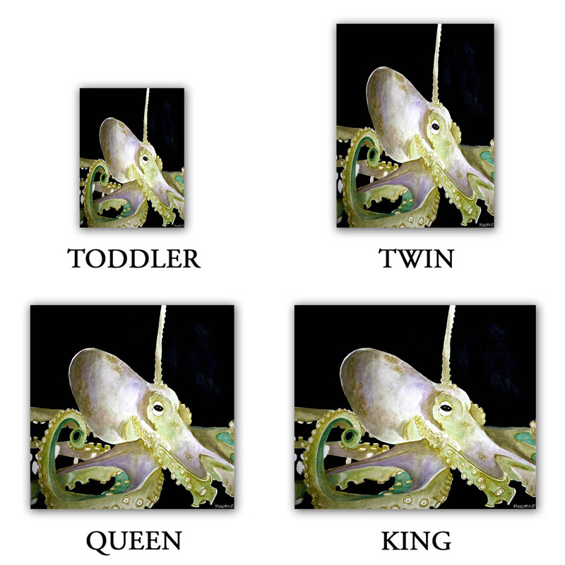 Ensemble de housse de couette octopus life sea life, 1 housse de couette grand + 2 taies standards