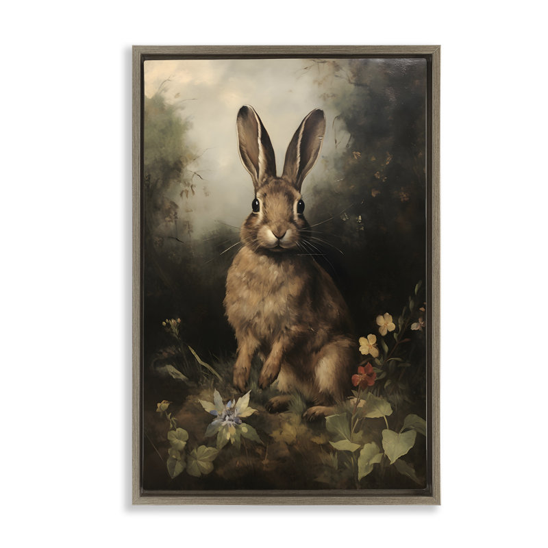 «Bunny in Nature Brown», toile flottante encadrée par Petal Prints Design, Cadre flottant orme Montalcino, H 25 po x l 17 po