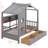 Sieger Wooden House Bed with 2 Drawers with Storage Shelf-1044632752-1044632755