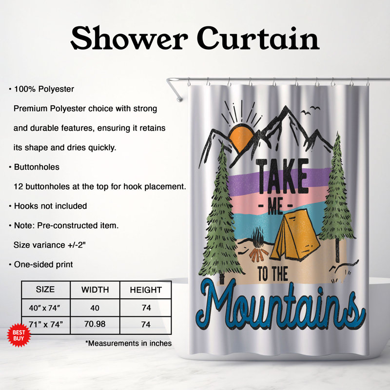 Rideau de douche 1 pièce Alpine Serenity, H 74 po x l 71 po