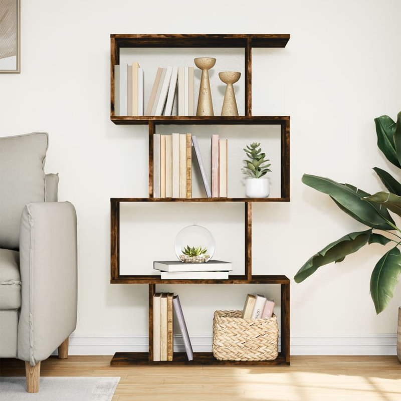 Sekai 70cm W Bookcase, (4 Shelves) 129cm H x 70cm W x 24cm D, Smoked Oak