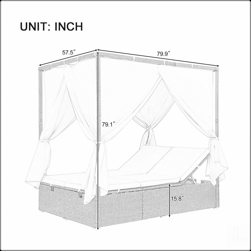 Adjustable Sun Bed With Curtain,High Comfort,With 3 Colours, Rouge