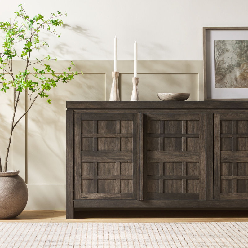 Bateson Modern 74" Sideboard with Storage Cabinets, Black Oak