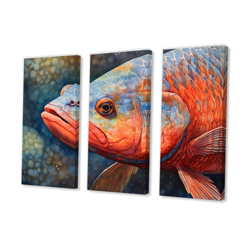 Underwater Fish Fantasy I - Fish Animal Canvas Art Set, 40" H x 60" W