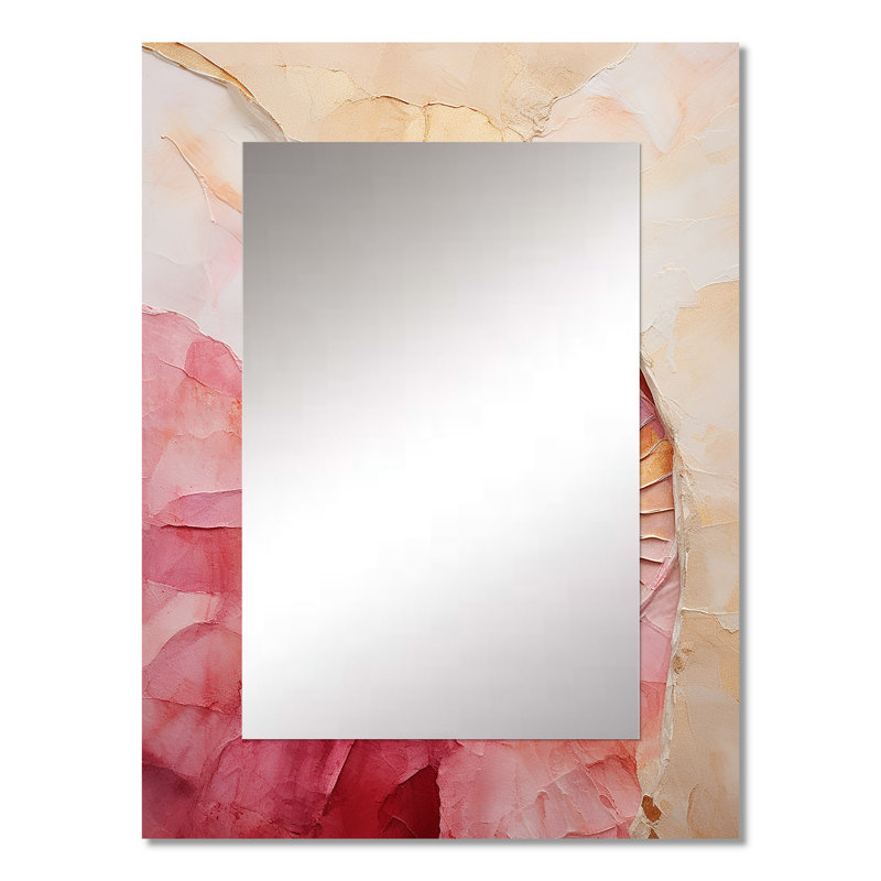 Beige rose minimalisme spirales poteries - miroir spirales abstraites, miroir mural moderne unique, art imprimé en métal