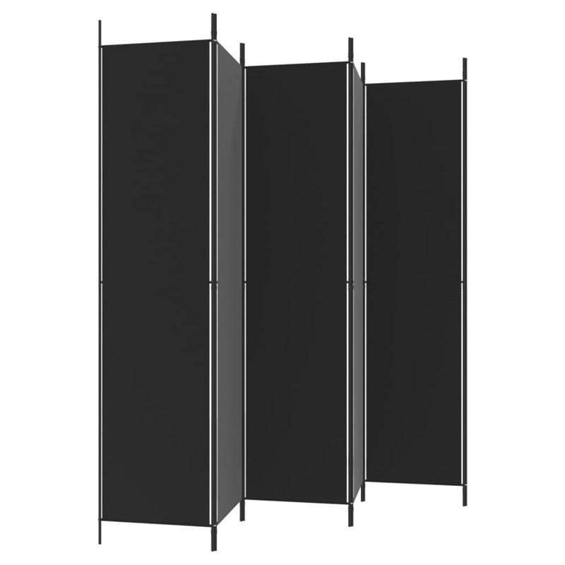 Kasimir Folding Room Divider, 5, 220" H x 250" W, Black